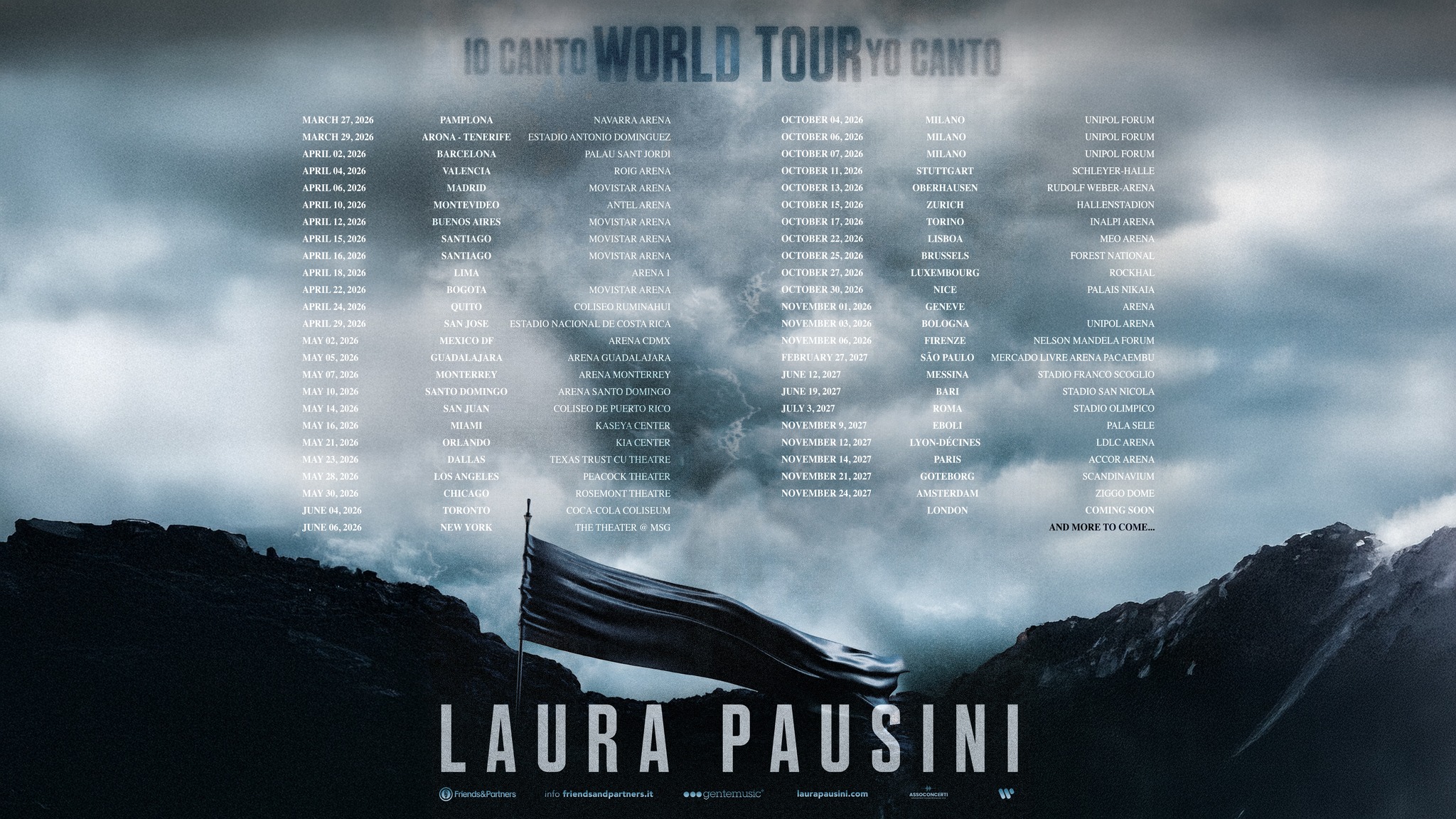 Laura Pausini Io Canto Yo Canto World Tour Poster 2026–2027